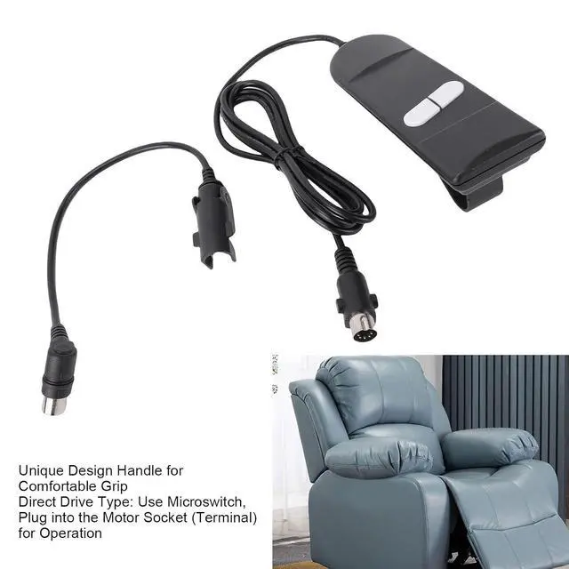 Alt view image 2 of 7 - 4-Pin 2-Button Straight Plug Hand Control | Lift Chair Remote Replacement for Recliner and Electric Motor