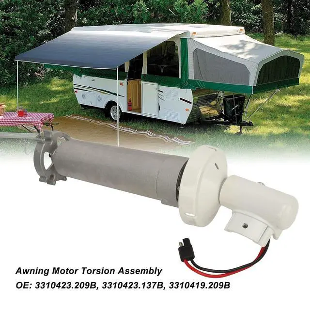Alt view image 2 of 7 - 3310423.209B RV Awning Motor for A E 9100 Series 910 915 916 917, Aluminum Rh CNC Billet Torsion Assembly Replacement 12V DC