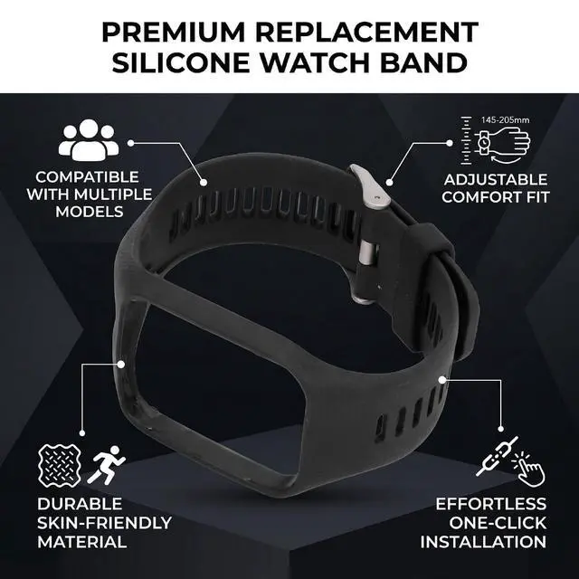 Alt view image 2 of 7 - Silicone Watch Band for Runner 2 145-205mm Wrist Size