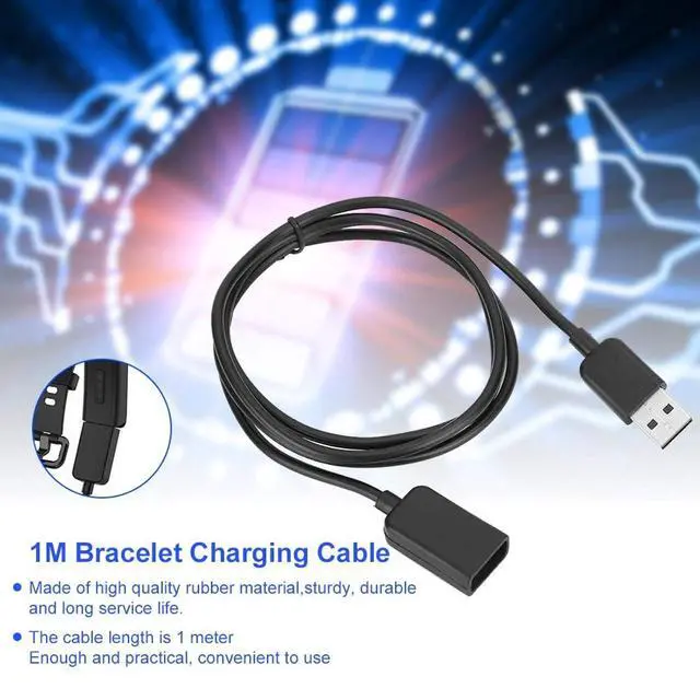 Alt view image 3 of 7 - Bracelet Watch Charger, Rubber TPE Soft Wire USB Charging Cable Lightweight Smart Bracelet Watch Charger for 4 1m/3.28ft Black