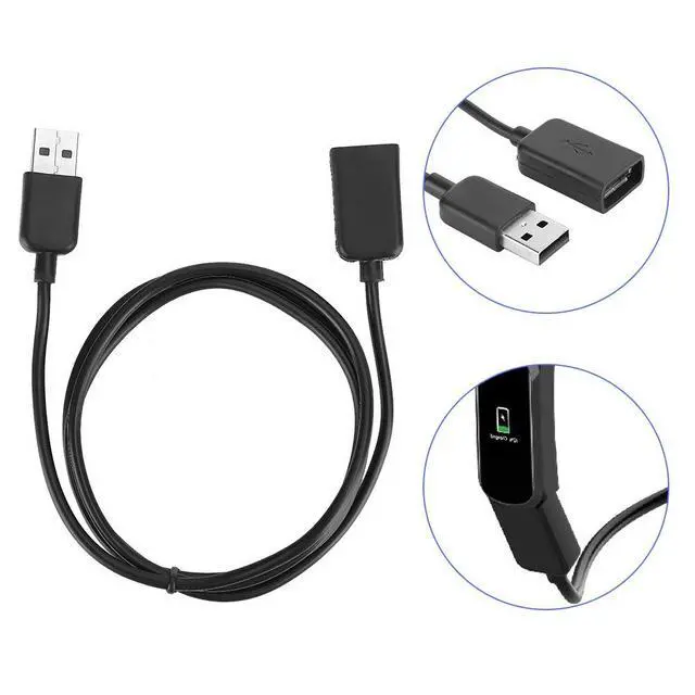 Alt view image 6 of 7 - Bracelet Watch Charger, Rubber TPE Soft Wire USB Charging Cable Lightweight Smart Bracelet Watch Charger for 4 1m/3.28ft Black