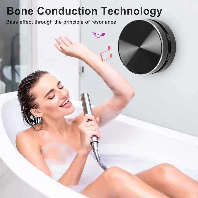 Alt view image 3 of 7 - Bone Conduction Speakers Ultra Mini, Turn Anythin into Speaker, Stereo Bass Portable Small Cordless Speaker with Suction Cup for Home Outdoor Travel (Black)