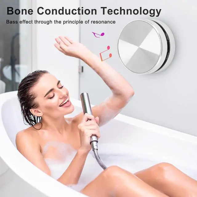 Alt view image 3 of 7 - Bone Conduction Speakers Ultra Mini, Turn Anythin into A Speaker, Stereo Bass Portable Small Cordless Speaker with Suction Cup for Home Outdoor Travel (Silver)