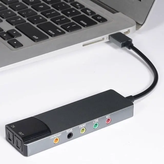 Main image of USB External Sound Card Adapter with Optical Input Output, Audio Interface with 5.1 7.1 Channel Noise Reduction, Plug and Play for PC, Laptop (Aluminum Alloy)