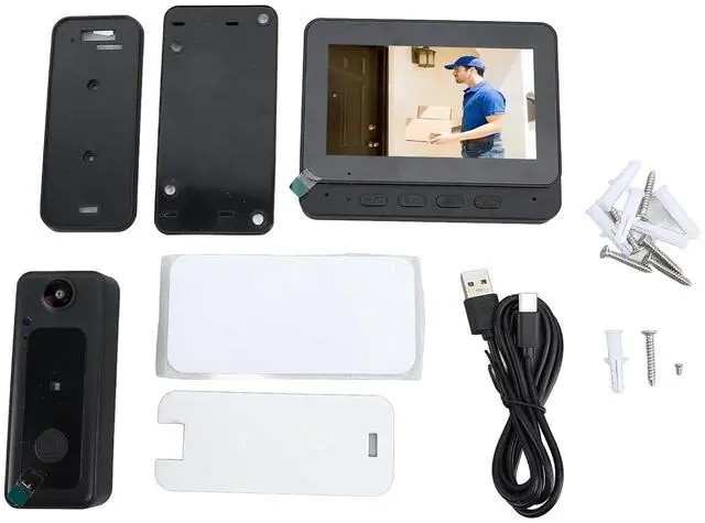 Alt view image 2 of 7 - Generic Video Doorbell - Video Intercom System Smart Video Doorbell with 4.3 Inch 1080P HD Monitor/Night Vision / 170° Viewing Angle for Home Surveillance