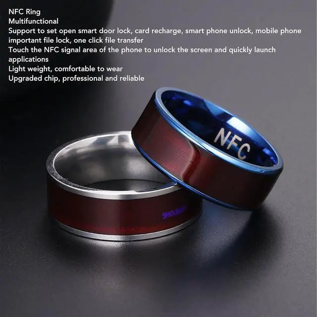 Alt view image 2 of 7 - 2024 New NFC Smart Ring for Universal Ntag213 Chip, Smart Finger Rewrite All Round Sensing for Mobile Phone (Blue), Genericcdpygxeo7f-11