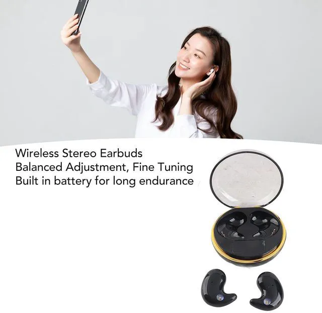 Alt view image 3 of 7 - Stereo Earbuds - 30mAh Earbuds with 300mAh Charging Case,for Entertainment, Work, Study, Sleep, Comfortable Design (Black)