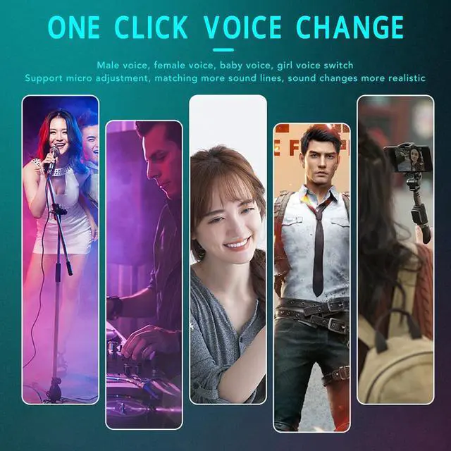 Alt view image 5 of 7 - Mini Voice Changer - 4 Sound Modes/500mAh Type C Charging Compact Sound Changer, Real Time Call Voice Changer Device Including Pro K Song Mode for Live Streaming