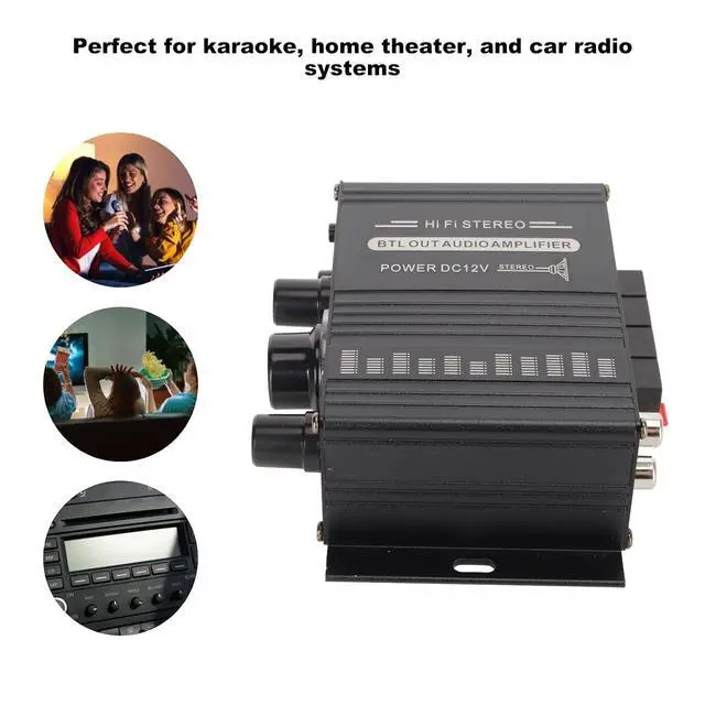 Alt view image 3 of 7 - Power Amplifier, AK-160BT Bluetooth 5.0 Stereo Audio, 2 Channel Amplifier Receiver 20W x 2, 12V Mini Home Power Amplifier Universal for Car Home Bar Party