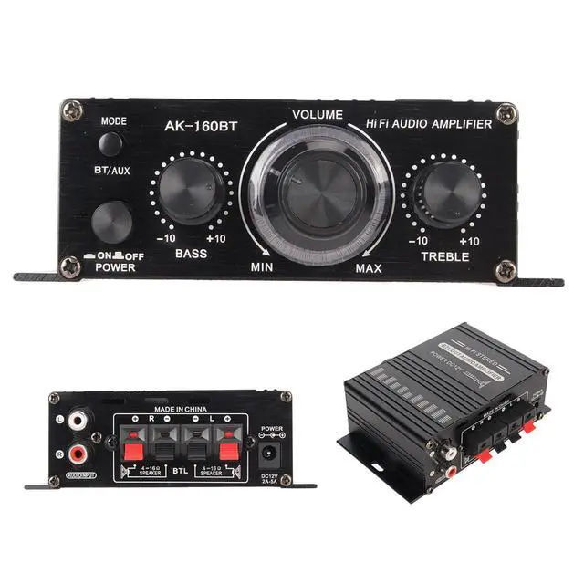 Alt view image 6 of 7 - Power Amplifier, AK-160BT Bluetooth 5.0 Stereo Audio, 2 Channel Amplifier Receiver 20W x 2, 12V Mini Home Power Amplifier Universal for Car Home Bar Party