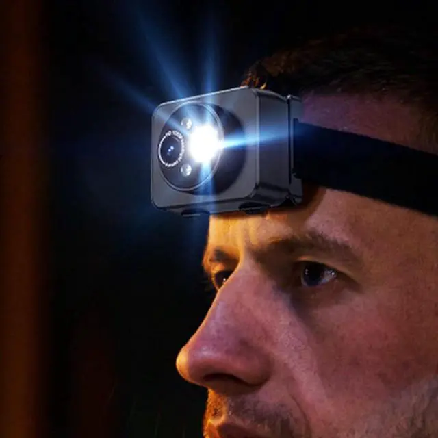 Alt view image 2 of 7 - Head Mounted Camera with LED Light, 2MP 1080p Head Cameras for Recordings, Portable Body Video Camera for Outdoor Sports Night