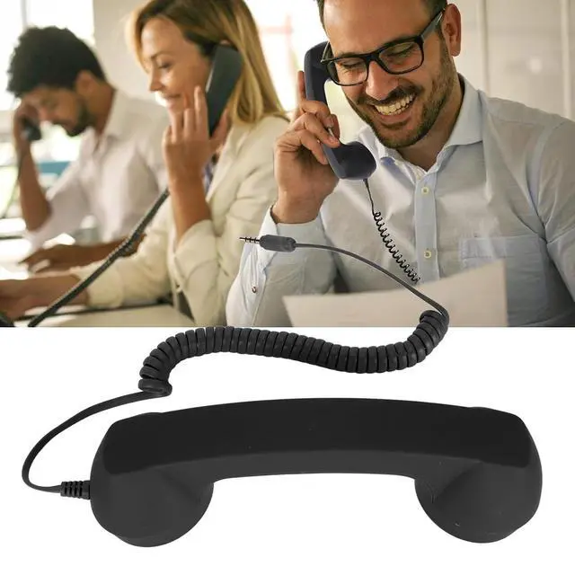 Alt view image 5 of 7 - Retro 3.5mm Telephone Handset, Radiation Proof Cell Phone Receiver Mic Microphone Speaker, Vintage Phone Handset for Cellphone Smartphone,with USB C (Black)