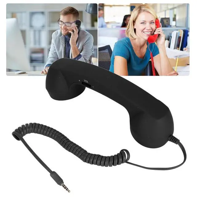 Alt view image 6 of 7 - Retro 3.5mm Telephone Handset, Radiation Proof Cell Phone Receiver Mic Microphone Speaker, Vintage Phone Handset for Cellphone Smartphone,with USB C (Black)