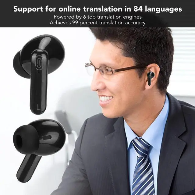 Alt view image 2 of 7 - Y113 Language Translator Earbuds, 144 Language Translator Device, Bluetooth Noise Reduction Translator Device for Travel & Business, Fit for OS X Android