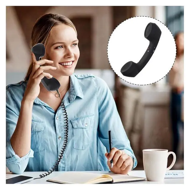 Alt view image 4 of 7 - Retro 3.5mm Telephone Handset, Radiation Proof Cell Phone Receiver Mic Microphone Speaker, Vintage Phone Handset for Cellphone Smartphone,with USB C (Black)