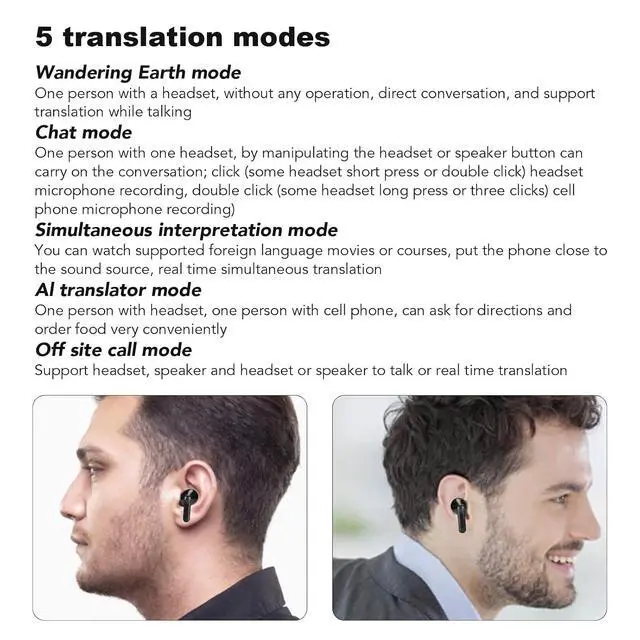 Alt view image 4 of 7 - Y113 Language Translator Earbuds, 144 Language Translator Device, Bluetooth Noise Reduction Translator Device for Travel & Business, Fit for OS X Android