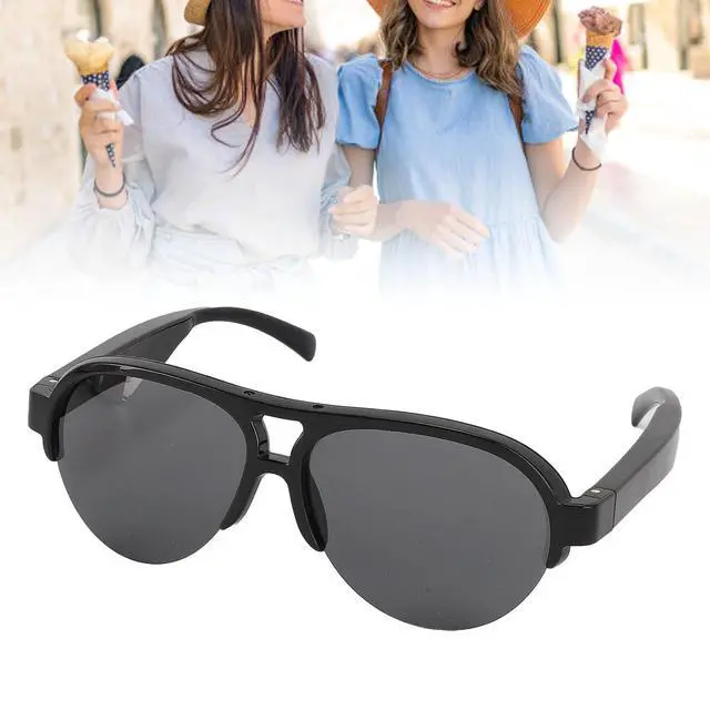 Alt view image 4 of 7 - Translator Smart Glasses - 137 Languages Translation Device Built in Microphone and Speaker, 0.5 Seconds Bluetooth Translator Sunglasses for Music Calling, Dark black, Bewinneror4q6sm5gf