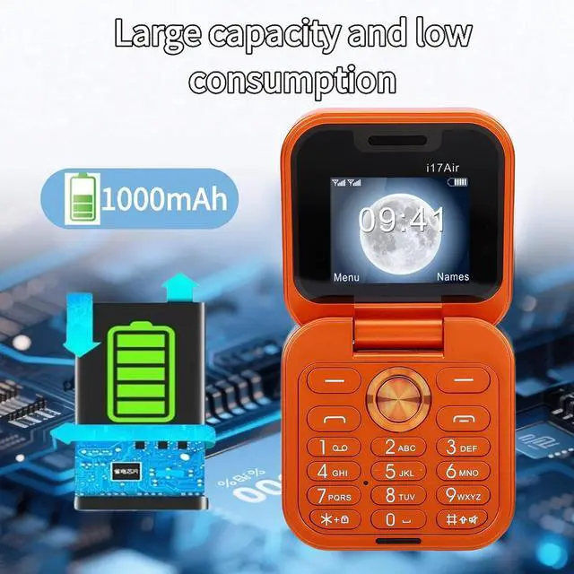 Alt view image 2 of 7 - Unlocked Flip Phone, Dual SIM GSM Mobile Phone with Bluetooth 4.0 3.5mm Jack, Large Buttons Loud Speaker One Touch Dialing, Seniors Travel Work (Orange)