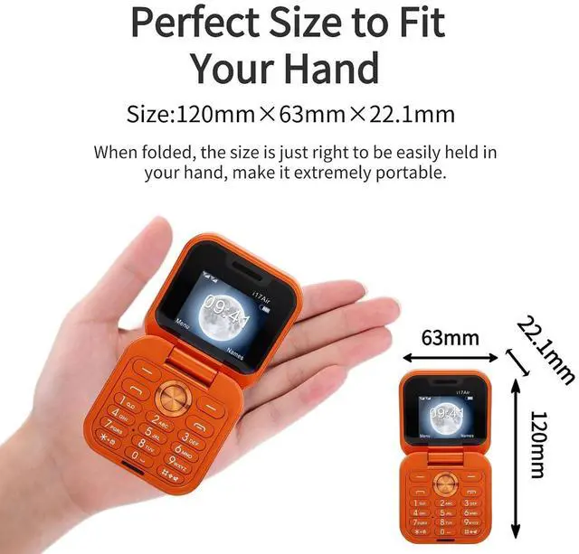 Alt view image 5 of 7 - Unlocked Flip Phone, Dual SIM GSM Mobile Phone with Bluetooth 4.0 3.5mm Jack, Large Buttons Loud Speaker One Touch Dialing, Seniors Travel Work (Orange)