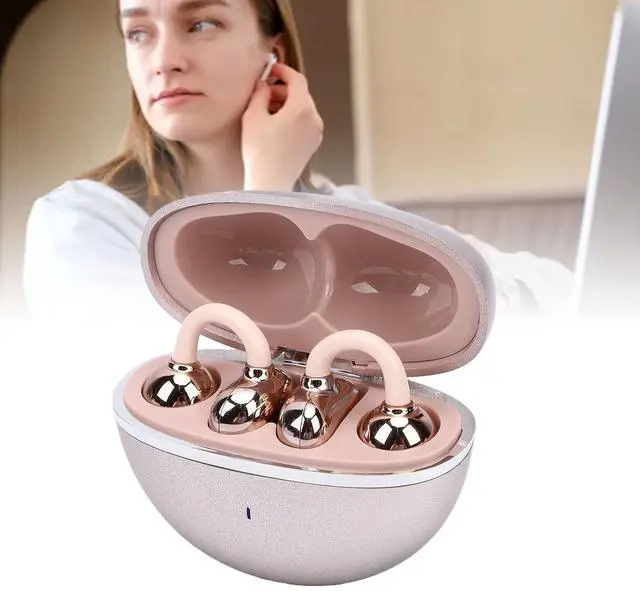 Alt view image 5 of 7 - Clip On Earbuds, Bluetooth 6.0, Detachable Earrings (Rose Gold)