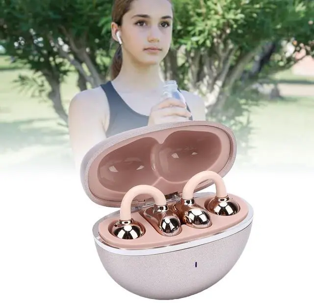 Alt view image 7 of 7 - Clip On Earbuds, Bluetooth 6.0, Detachable Earrings (Rose Gold)