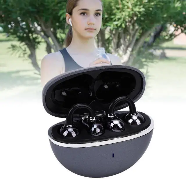 Alt view image 7 of 7 - Clip On Earbuds, Bluetooth 6.0, Detachable Earrings (Black)