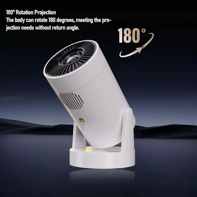 Alt view image 2 of 7 - Mini Portable Projector with 6000mAh Rechargeable Battery, 1080P Supported Outdoor Movie Projector, 180 Rotatable Built in Speaker for Bedroom, Camping, Kids