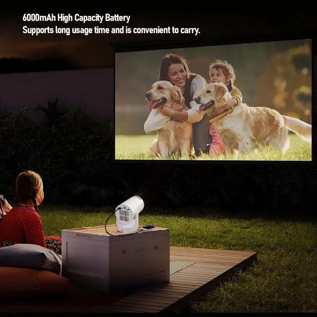 Alt view image 3 of 7 - Mini Portable Projector with 6000mAh Rechargeable Battery, 1080P Supported Outdoor Movie Projector, 180 Rotatable Built in Speaker for Bedroom, Camping, Kids