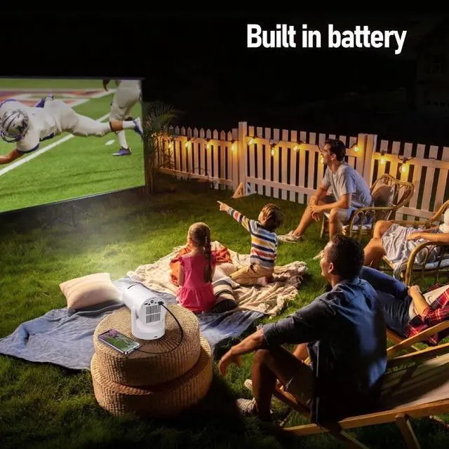 Alt view image 4 of 7 - Mini Portable Projector with 6000mAh Rechargeable Battery, 1080P Supported Outdoor Movie Projector, 180 Rotatable Built in Speaker for Bedroom, Camping, Kids