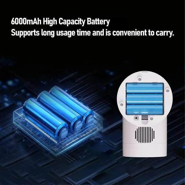 Alt view image 6 of 7 - Mini Portable Projector with 6000mAh Rechargeable Battery, 1080P Supported Outdoor Movie Projector, 180 Rotatable Built in Speaker for Bedroom, Camping, Kids