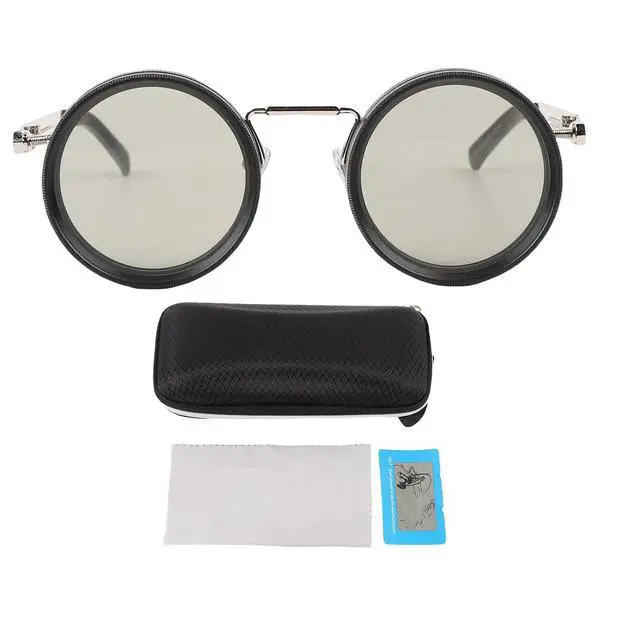 Alt view image 6 of 7 - Polarized Round Sunglasses for Men Women | 49mm ND2-400 Adjustable Tint Fishing Glasses Protection, Classic Style