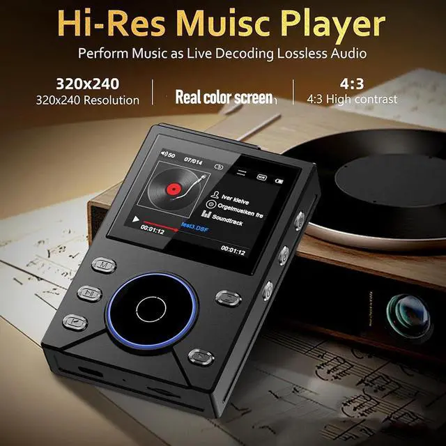 Alt view image 5 of 7 - HiFi MP3 Player with Bluetooth 5.4, Lossless DSD FLAC Player, Digital Audio Player Hi Res Portable Music Player with 16G Card, Support Up to 256G