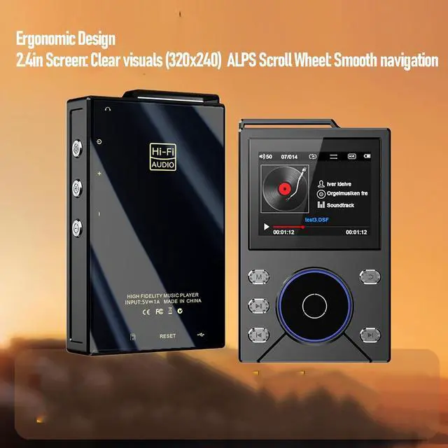 Alt view image 6 of 7 - HiFi MP3 Player with Bluetooth 5.4, Lossless DSD FLAC Player, Digital Audio Player Hi Res Portable Music Player with 16G Card, Support Up to 256G