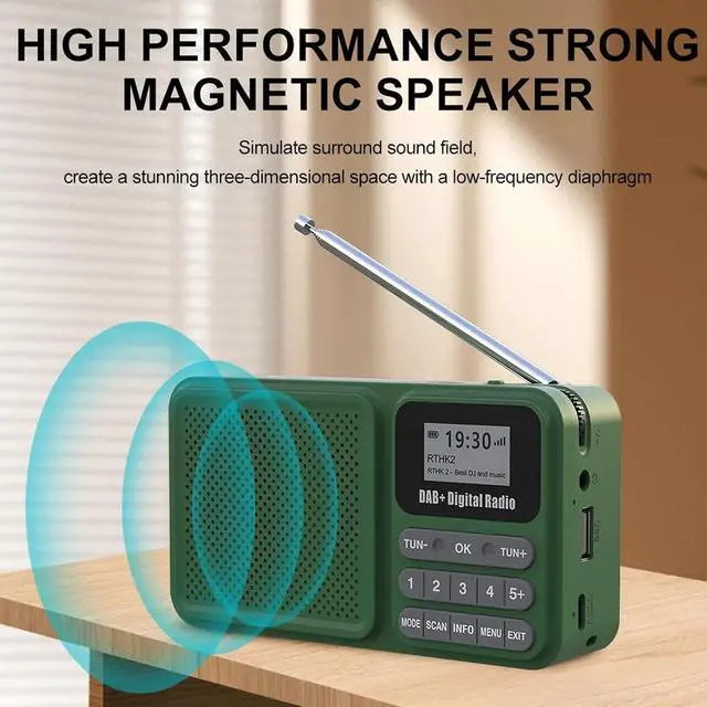 Alt view image 4 of 7 - Emergency Radio Digital DAB DAB+, Rechargeable Portable Solar Radio Multi Functional Bluetooth 5.0 Speaker LCD Display Time Setting
