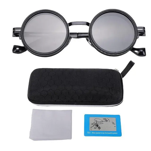 Alt view image 7 of 7 - Adjustable Tint Sunglasses ND2-400 Filter 49mm Round Polarized for Men Women, Protection Glasses for Fishing Driving Outdoor, Metal Frame Stylish Sun Glasses