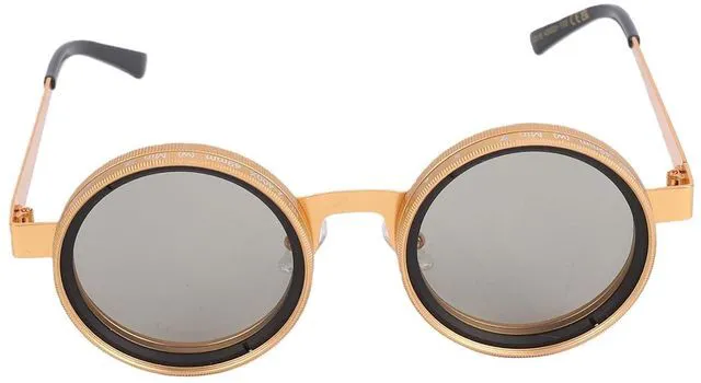 Main image of Adjustable Tint Sunglasses for Men ND2-400 Filter Round Metal Frame, Protection Outdoor Fishing Driving Glasses, Gold Black Stylish Sun Glasses