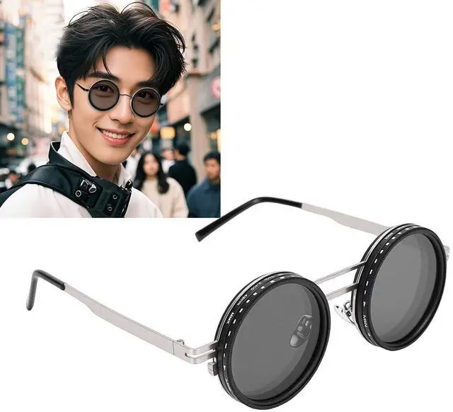 Alt view image 6 of 7 - Adjustable Tint Sunglasses, Round Polarized Sunglasses with Professional Grade ND Filter Lenses for Men Women Outdoor