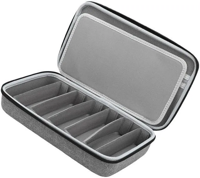Alt view image 7 of 7 - Travel Sunglasses Organizer Case Compact Hard Shell Storage Box Adjustable Slot for Multiple Glasses Gray Choice