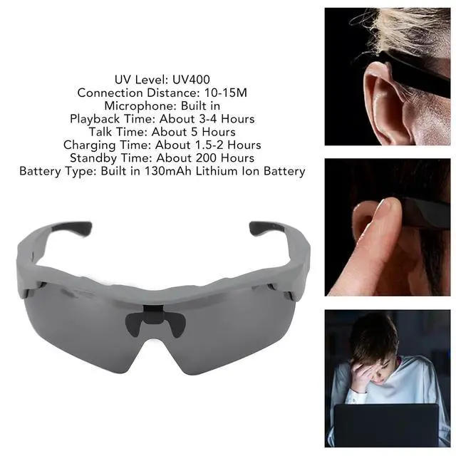 Alt view image 3 of 7 - Bluetooth Glasses, Polarized Sunglasses with Music Playback and Voice Call, Lightweight TR90 Cycling Sunglasses for Men and Women