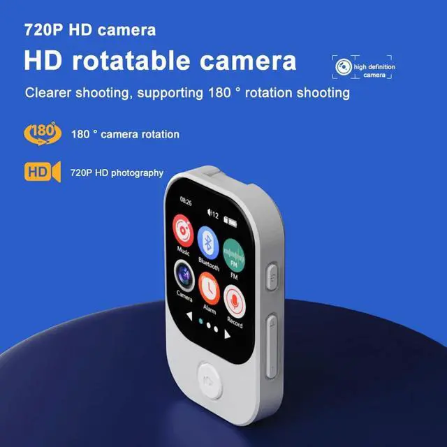 Alt view image 5 of 7 - MP3 Player with 720P Camera, Multiple Formats, FM Radio, E Books, Alarm Clock, Stopwatch, Recording - Up to 128GB Expansion, 500mAh Battery (with 32G Memory Card)