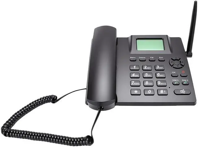 Main image of 2G GSM Cordless Phone, Dual SIM Desktop Landline Phone, Fixed Wireless Phones with Antenna, Radio, Alarm Clock, for Home Call Center Office Hotel