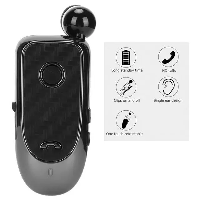 Alt view image 2 of 7 - Bluetooth Headset, Retractable Business Lavalier Earphone, Multifunction Vibrating Caller ID Clip Sports Earphones for Sports Workout Driving