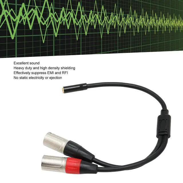 Alt view image 2 of 7 - 3.5mm 1/8 to XLR Microphone Cable, Professional Connector Adapter,Balanced Dual XLR Male to 3.5mm Female Stereo Cable 1.0ft