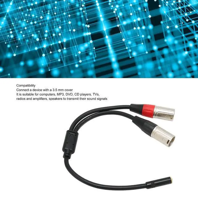Alt view image 3 of 7 - 3.5mm 1/8 to XLR Microphone Cable, Professional Connector Adapter,Balanced Dual XLR Male to 3.5mm Female Stereo Cable 1.0ft