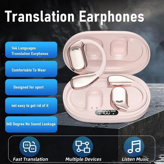 Alt view image 2 of 7 - M75 on Ear Translator Earbuds, Touch Control Language Translation Device Supports 144 Languages & Accents Translation in Real Time, APP,300mAh (Skin Color)