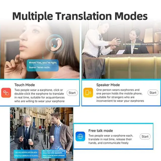 Alt view image 3 of 7 - M75 on Ear Translator Earbuds, Touch Control Language Translation Device Supports 144 Languages & Accents Translation in Real Time, APP,300mAh (Skin Color)