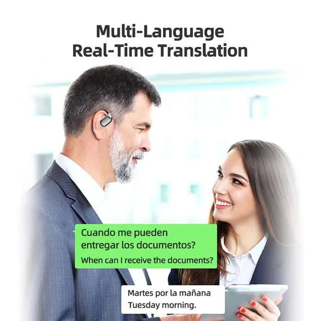 Alt view image 5 of 7 - M75 on Ear Translator Earbuds, Touch Control Language Translation Device Supports 144 Languages & Accents Translation in Real Time, APP,300mAh (Skin Color)