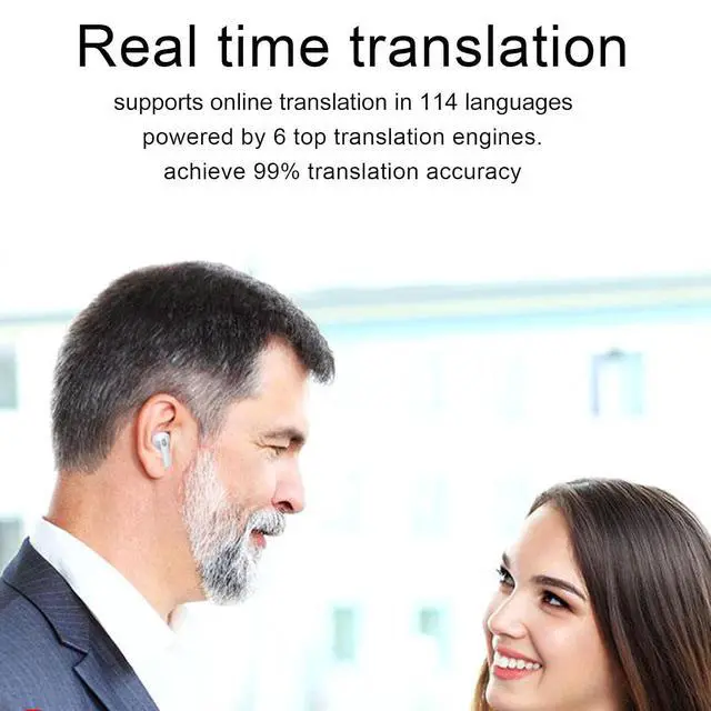 Alt view image 3 of 7 - Y113 Language Translator Earbuds, 144 Language Translator Device with Speakers, Bluetooth Noise Reduction Translator Device for Travel & Business, Fit for OS X Android, Pearl White