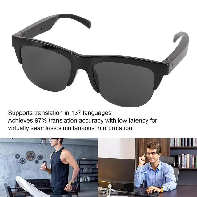 Alt view image 3 of 7 - Translator Smart Glasses - 137 Languages Translation Device, Fingerprint Touch Control, TR90 PC Open Directional Bluetooth Translator Glasses with Dual Mic for Travel