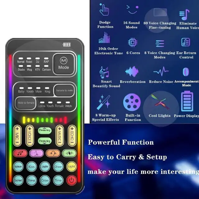 Alt view image 5 of 7 - Handheld Portable Voice Changers, 10 Scales Adjustable Sound Disguiser, Mini Multifunctional Voice Changer with 8 Sound Effects for , Live, PC